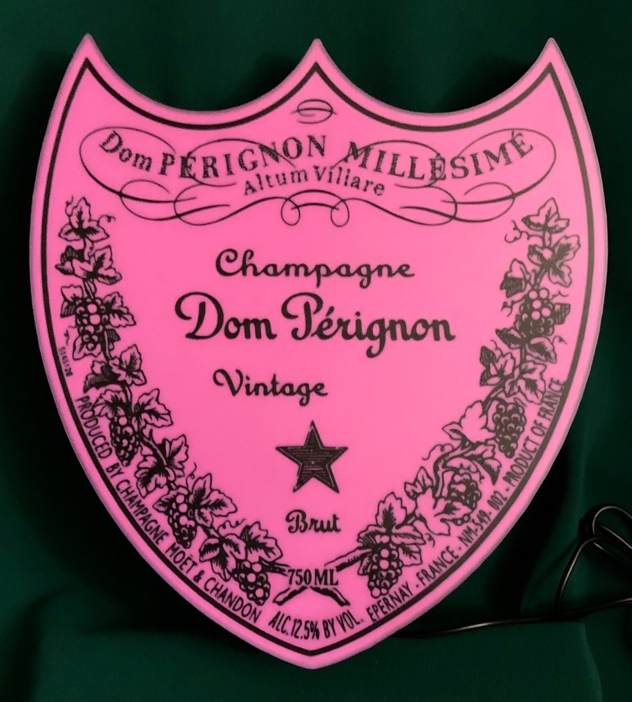 Tribute to Dom Perignon Champagne rosé , pink Label - Διαφήμιση μπαρ - Διαφημιστική πινακίδα οπίσθιου φωτισμού - σκληρό πλαστικό #1.0
