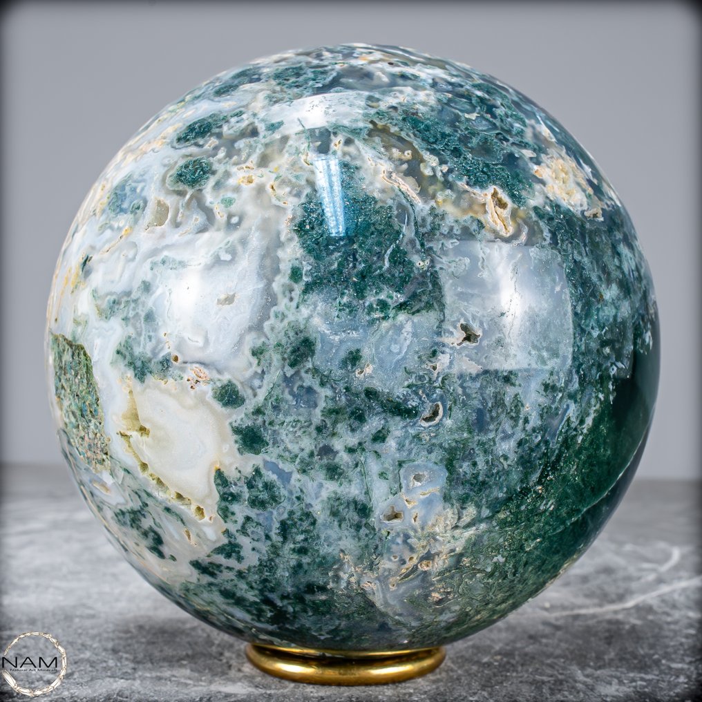 顶级品质天然极具艺术感的苔藓玛瑙 Sphere- 2590.71 g #2.1