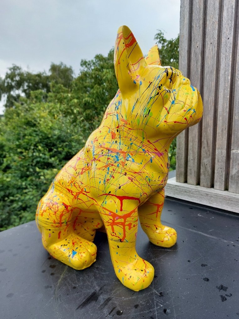 Statue, yellow buldog artistic - 43 cm - polyresin #4.3