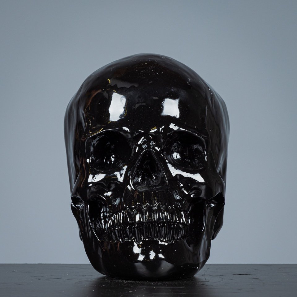 Statuetta - Decoratieve grote zwarte schedel - polystone #2.1