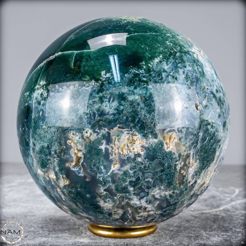 顶级品质天然极具艺术感的苔藓玛瑙 Sphere- 2590.71 g #3.2