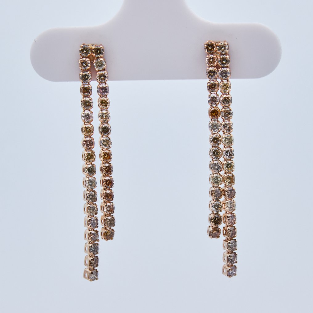 χωρίς τιμή ασφαλείας - Σκουλαρίκια - 14 καράτια Κίτρινο χρυσό - 1.08ct. tw. Διαμάντι (Φυσικού χρώματος) - Διαμάντι #1.0