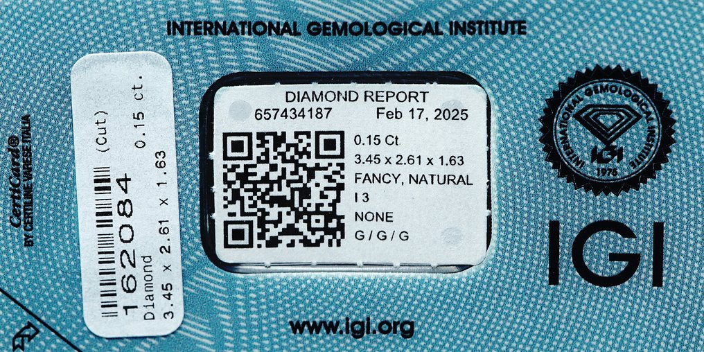 没有保留价 - 1 pcs 钻石  (天然色彩的)  - 0.15 ct - 切角正方形 - Fancy 稍帶紫色的 粉红色 - I3 - 国际宝石研究院（IGI） #4.3