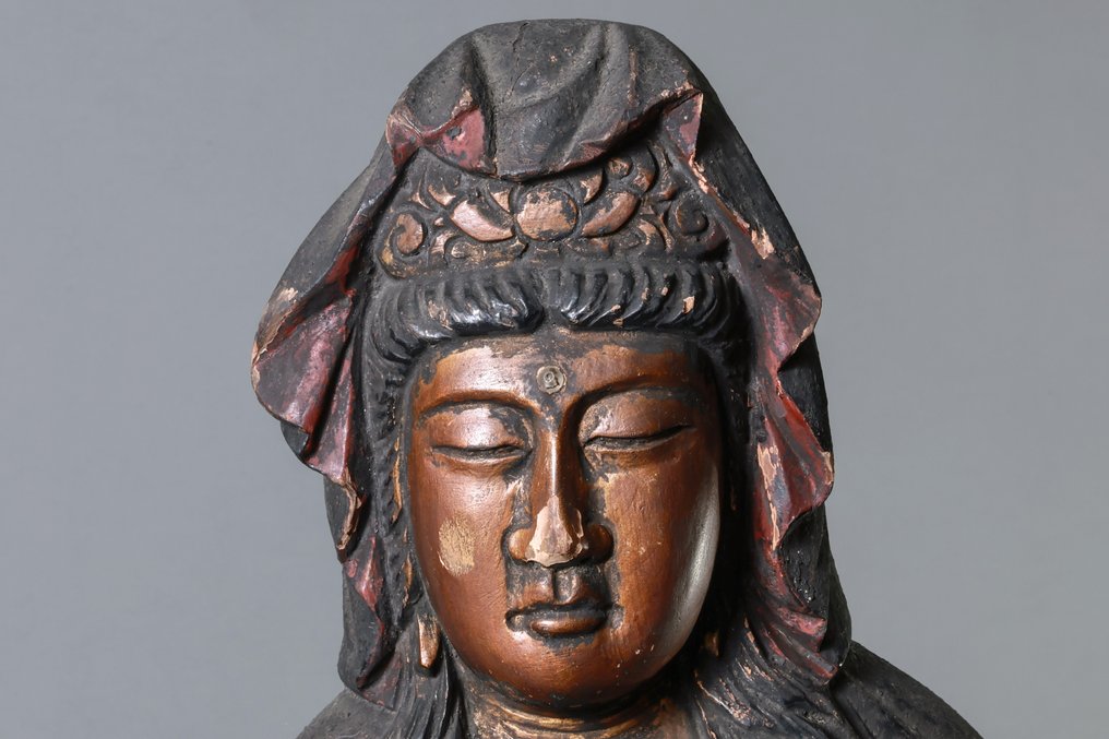 90cm - Large Statue of Kwan Yin (Guanyin) – Inlaid with Mother-of-Pearl - Statua Legno - Asia #2.1