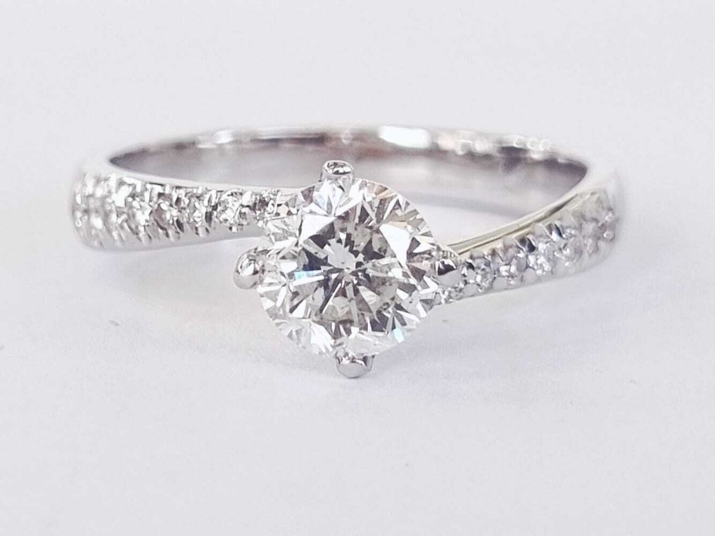 Δαχτυλίδι αρραβώνων - 18 καράτια Λευκός χρυσός - 0.96ct. tw. Διαμάντι (Φυσικό) - Διαμάντι #1.0