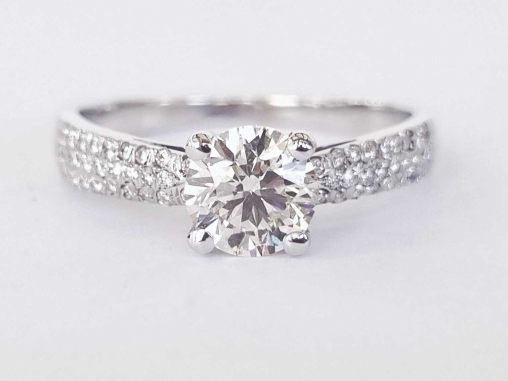 訂婚戒指 - 18 克拉 白金 -  1.12ct. tw. 鉆石 (天然) - 鉆石 #1.0