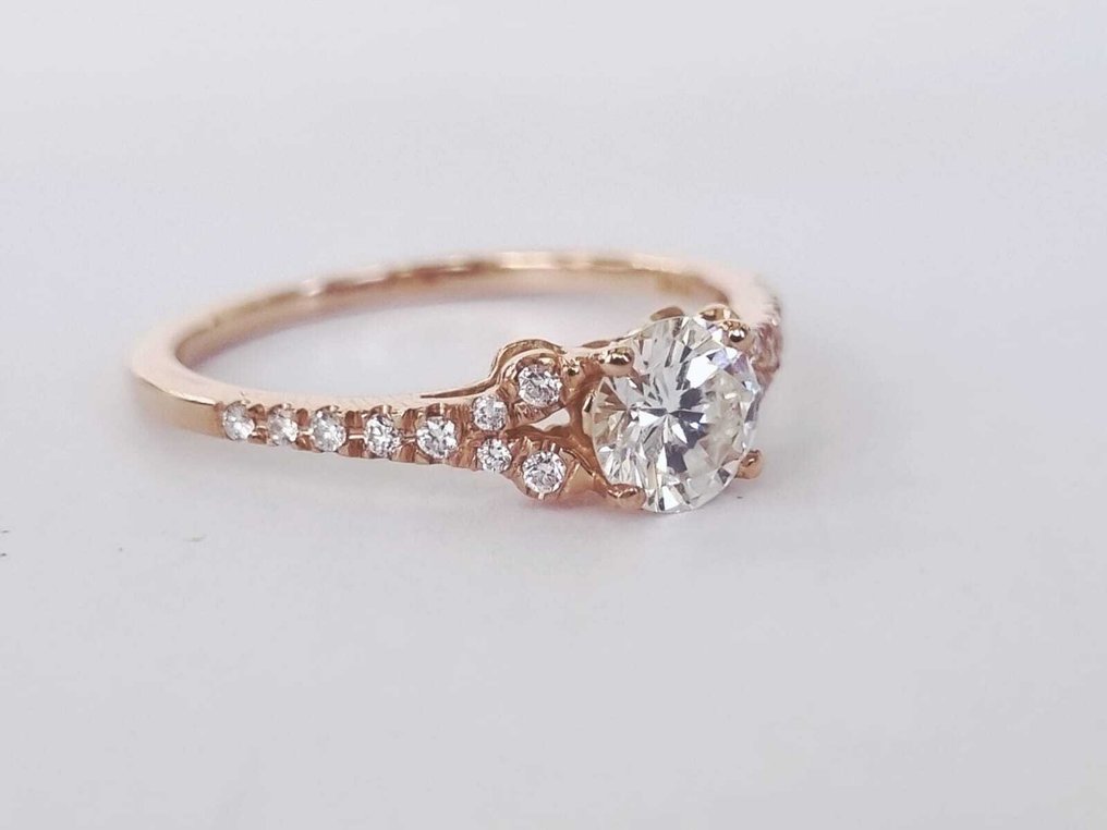 订婚戒指 - 18K包金 玫瑰金 - 0.71ct. tw. 钻石 (天然) - 钻石 #1.0