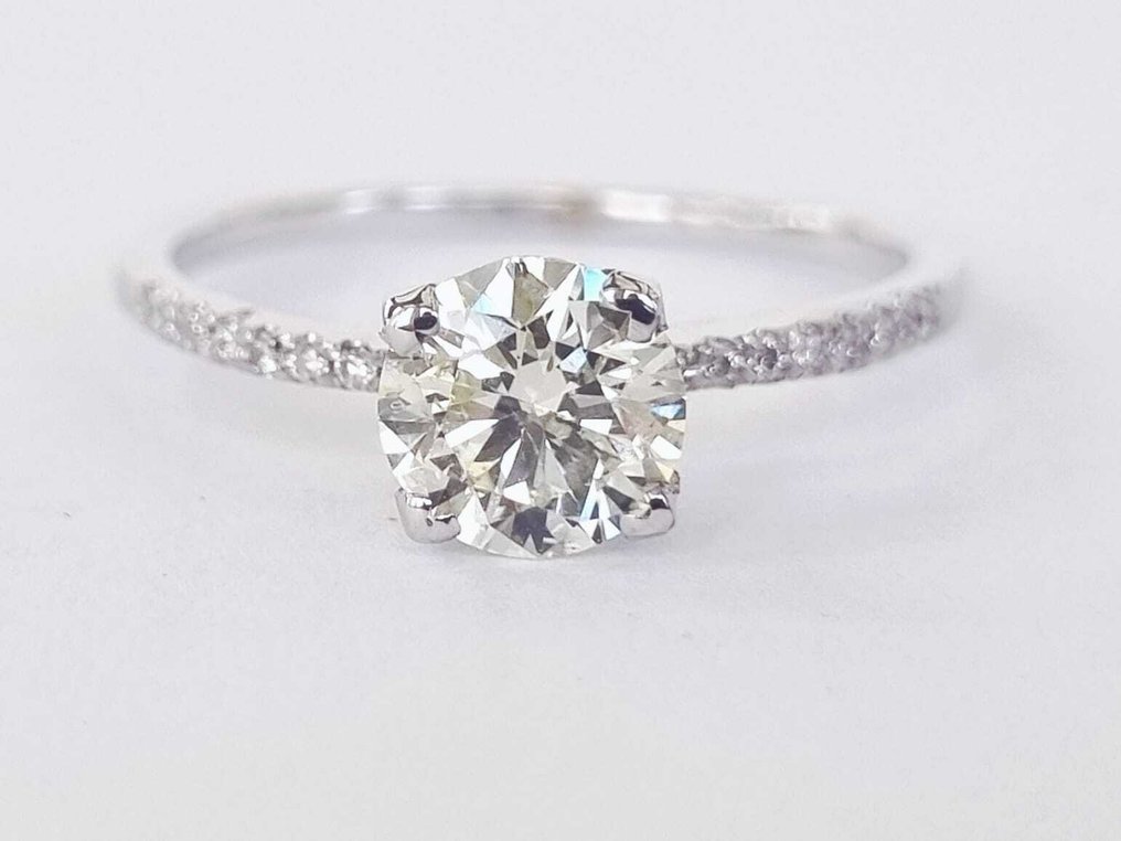 订婚戒指 - 18K包金 白金 -  0.99ct. tw. 钻石 (天然) - 钻石 #4.3