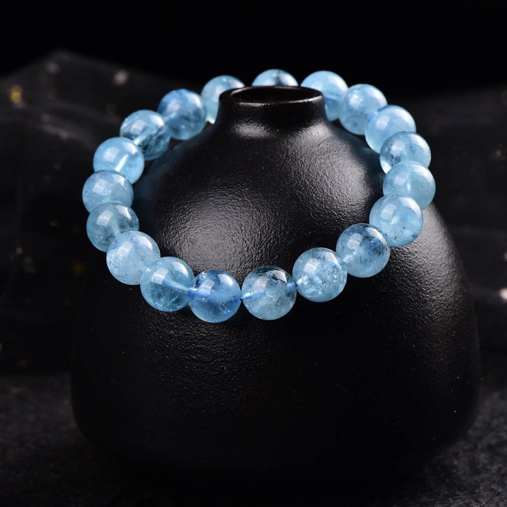 ALGT Certified - 大型高端天然海蓝宝石手链 具有显著清晰度和独特色调- 32.81 g #3.2