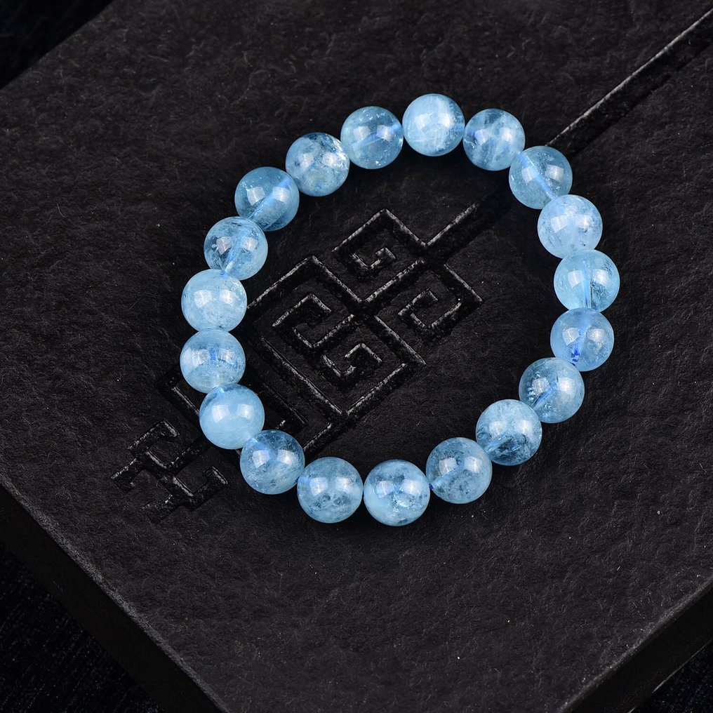 ALGT Certified - 大型高端天然海蓝宝石手链 具有显著清晰度和独特色调- 32.81 g #4.3