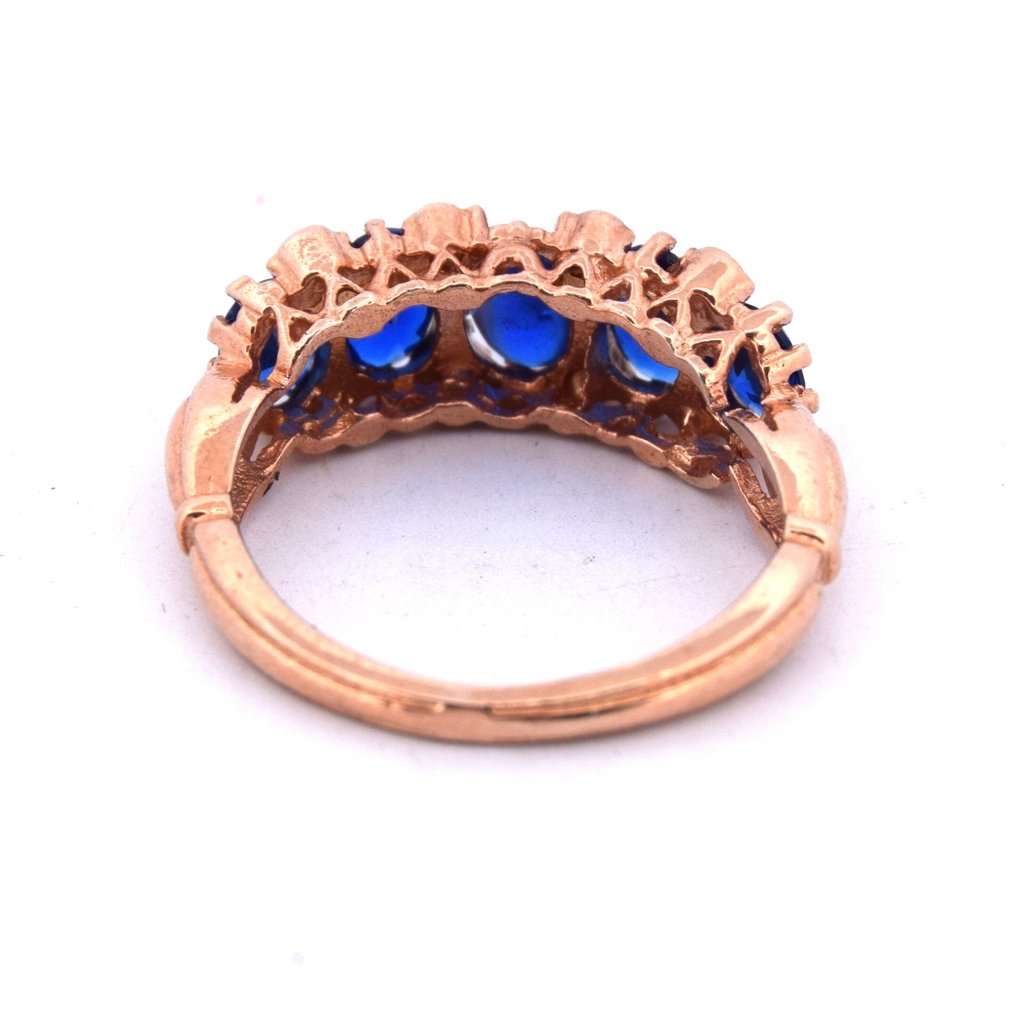 χωρίς τιμή ασφαλείας - Δαχτυλίδι βραχίονα - 9 kt. Ροζ χρυσό -  3.56ct. tw. Ζαφείρι - Διαμάντι #4.3