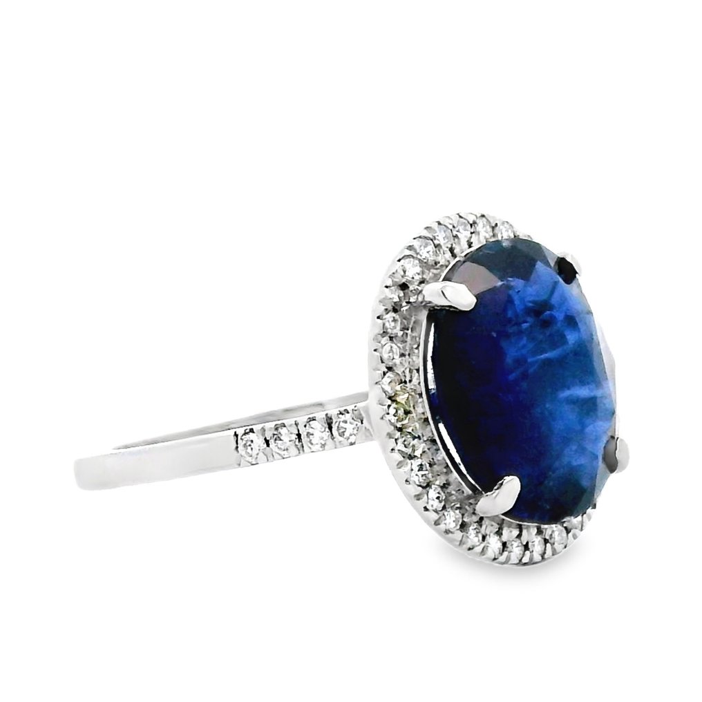 χωρίς τιμή ασφαλείας - Δαχτυλίδι Πλατίνα -  4.23ct. tw. Ζαφείρι - Διαμάντι #1.0