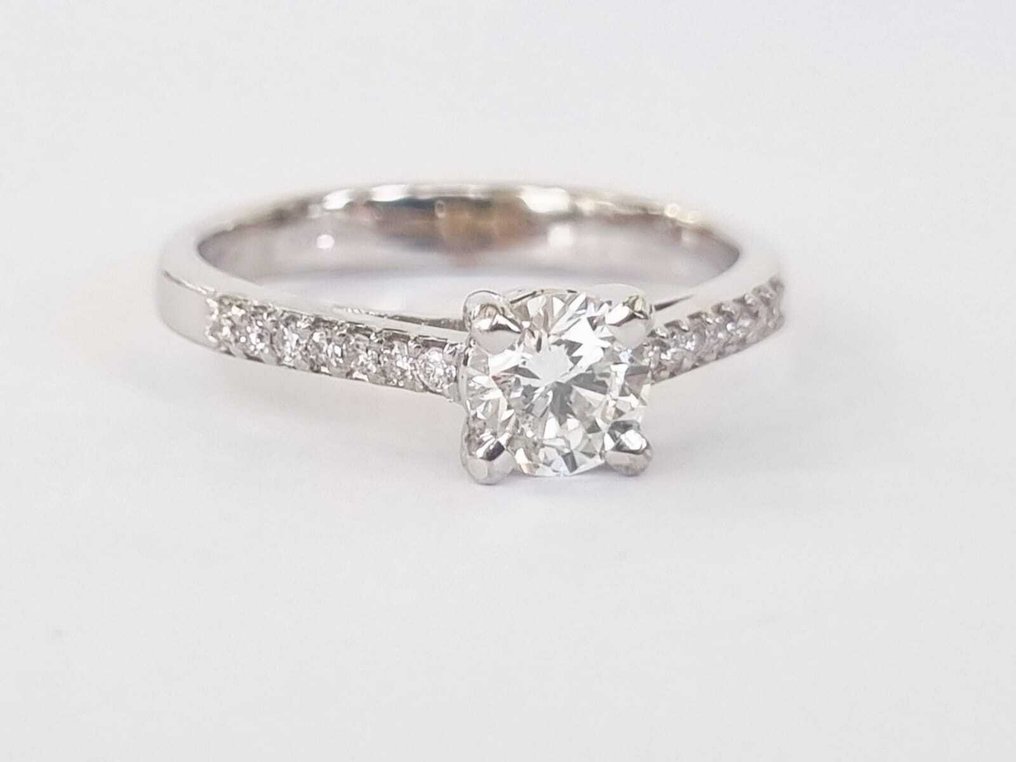 訂婚戒指 - 14 克拉 白金 - 0.66ct. tw. 鉆石 (天然) - 鉆石 #1.0