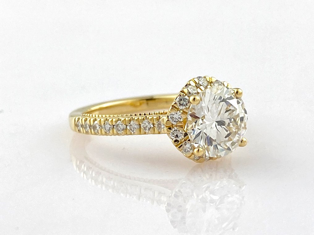 Sormus - 14 kt. Keltakulta - 2.59ct. tw. Timantti (Laboratoriossa kasvatettu) - Timantti #2.1