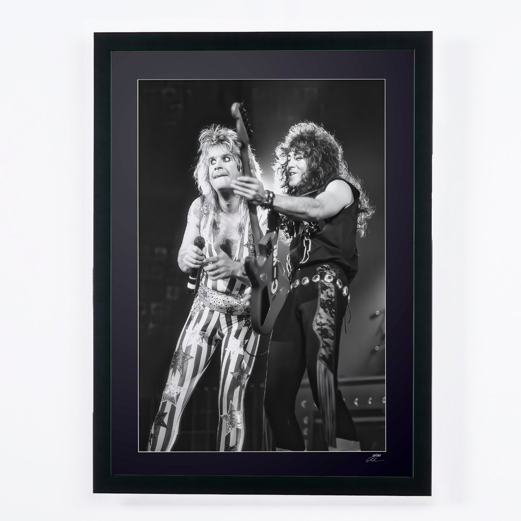 Ozzy Osbourne & Jake E. Lee 1986 - Fine Art Photography - Luxury Wooden Frame 70X50 cm - Limited Edition 02 of 20 - Serial 319 - Original Certificate (COA), Hologram - 100% New. Shipping Reduction from 3 items #1.0
