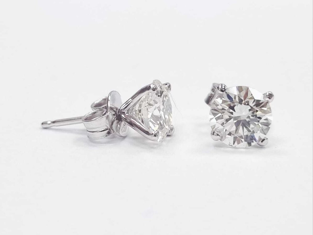 耳釘耳環 - 14 克拉 白金 - 2.01ct. tw. 鉆石 (天然) #2.1
