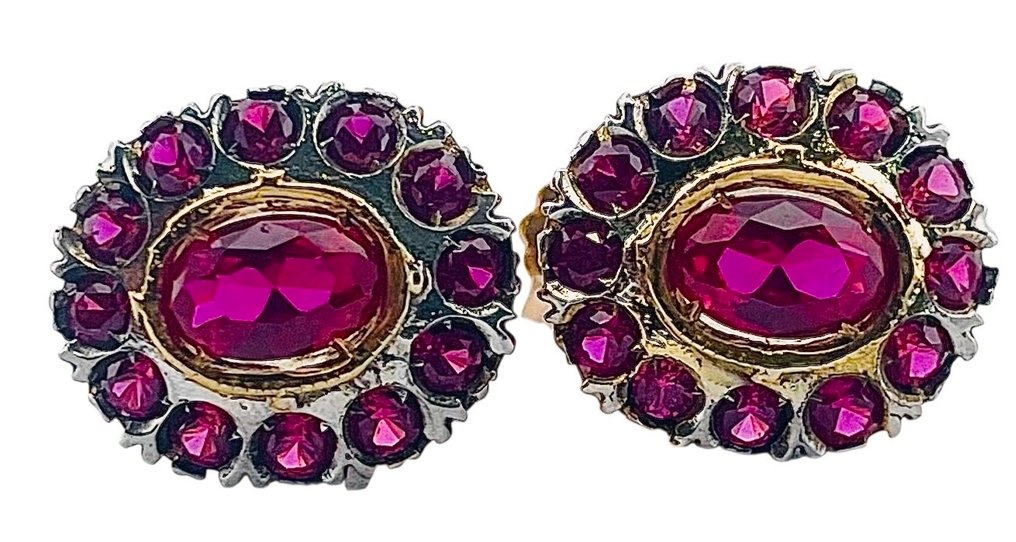 没有保留价 - 耳环 - 9 kt. 黄金, 银 红宝石 #3.2