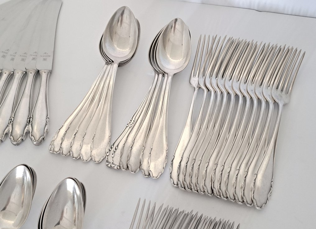 WMF 90 - Servizio di posate per 12 (163) - Incluso visbestek + opdienbestek, stile Art Nouveau. - Placcato argento #4.3