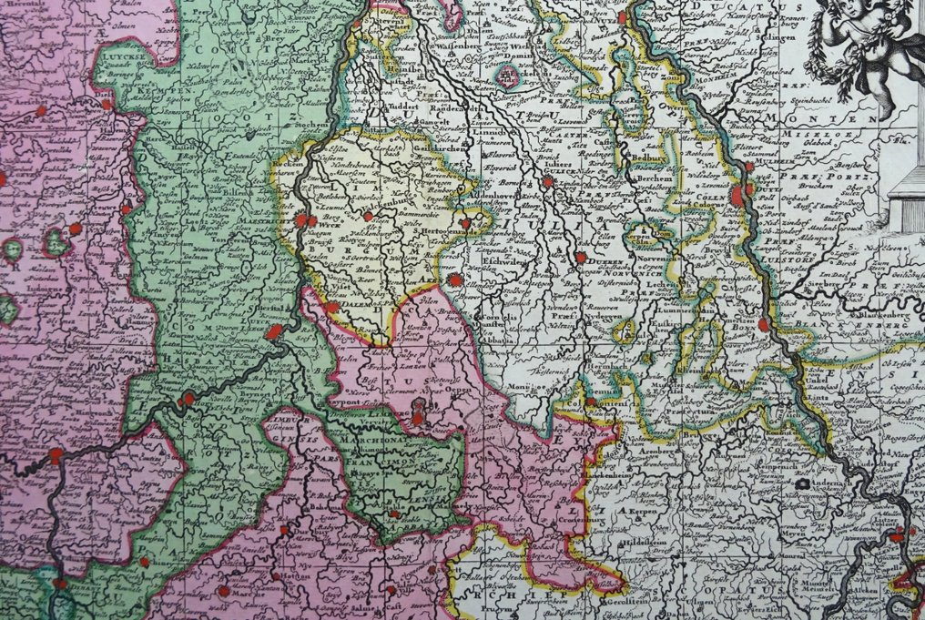 Βέλγιο - Νησίδα, Λουξεμβούργο, Γερμανία, Λίγηρα, Μάαστριχτ, Αμβέρσα, Βένλο, Λουξεμβούργο, Αρδέννες; Ottens / Danckerts - Tabula Episcopatuum Leodiensis et Coloniensis Trevirensis... - 1701-1720 #4.3