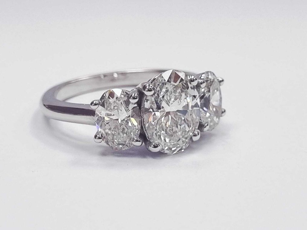 訂婚戒指 - 14 克拉 白金 - 3.37ct. tw. 鉆石 (實驗室培育) - 鉆石 #1.0