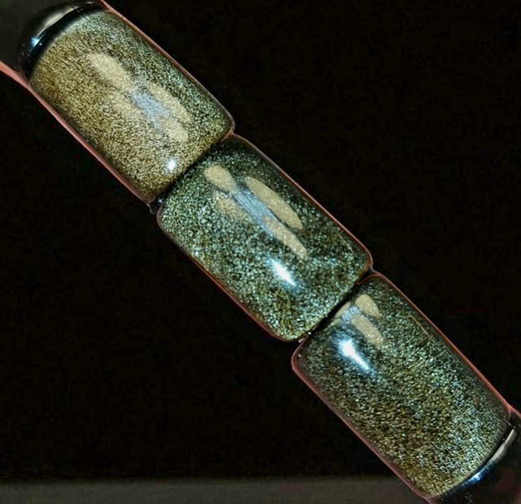 High-quality gold-colored obsidian bracelet. Unpolished natural stone. - Height: 1.2 cm - Width: 0.5 cm- 30 g #1.0