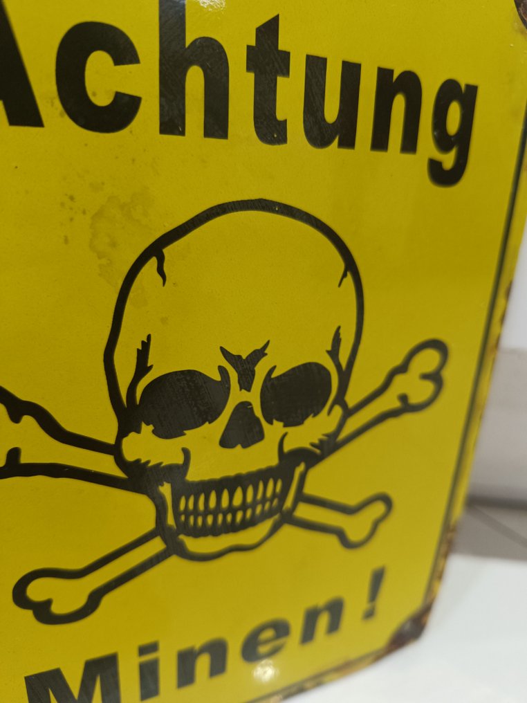 Achtung Minen 2 Wojna Światowa - 琺瑯標誌牌 - 金屬, 瑪瑙 #1.0