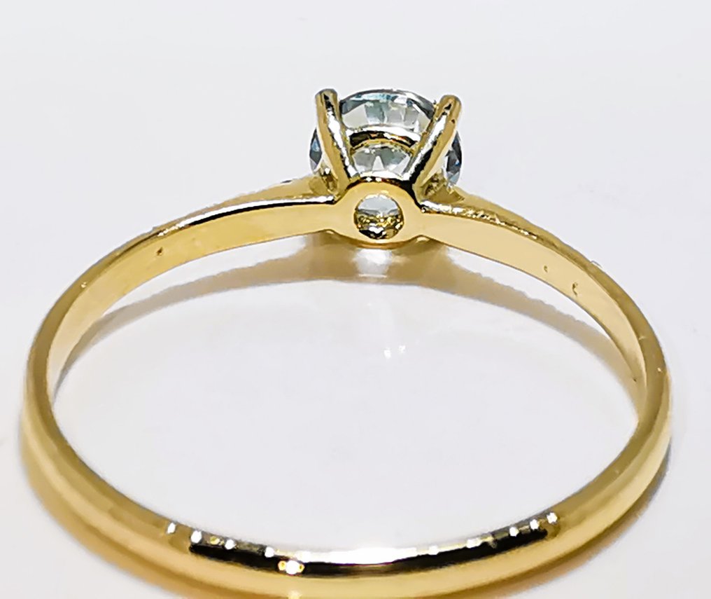 Nincs minimálár - Gyűrű - 14 kt. Sárga arany - 0.45ct. tw. Akvamarin - Gyémánt #4.3