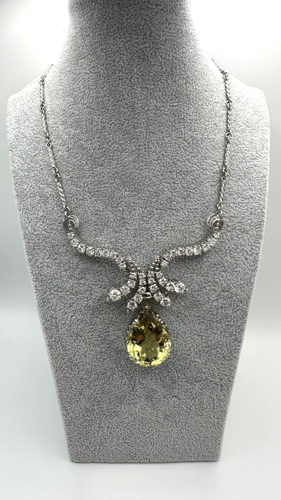 Κολιέ με μενταγιόν - 14 καράτια Λευκός χρυσός - 6.24ct. tw. Διαμάντι (Φυσικό) - Με κιτρίνης και αμέθυστος #4.3