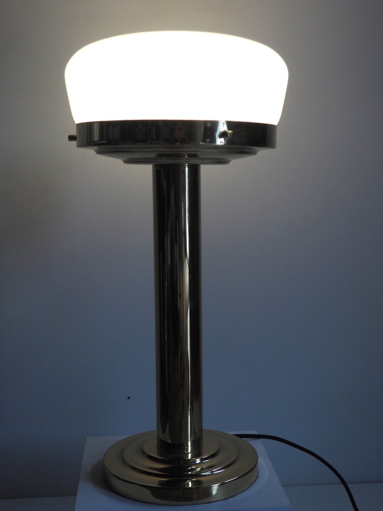 Brass Table Lamp with Opal Screen - Lampe - . #2.1