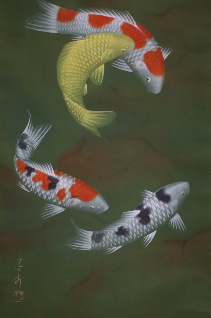 Europe 日本 VINTAGE JAPAN 鯉 OLD 鯉幟 錦鯉 錦鯉 Nishikigoi・Koi Fish - Beautiful swimming Carp