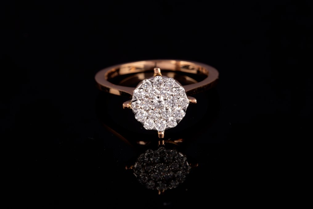 戒指 - 18 克拉 玫瑰金 - 0.51ct. tw. 鉆石 (天然) #1.0