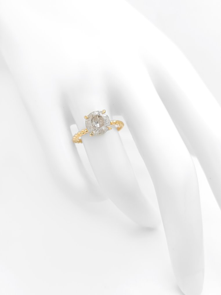 Bague - 14 carats Or jaune -  2.31ct. tw. Diamant (Naturelle) - Certificat IGI #3.2