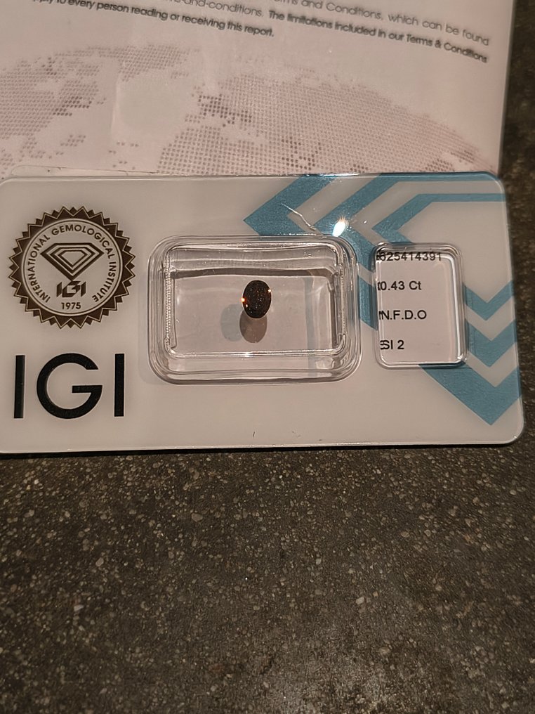 1 pcs Διαμάντι (Φυσικό) - 0.43 ct - Οβάλ - SI2 - International Gemological Institute (IGI) #1.0