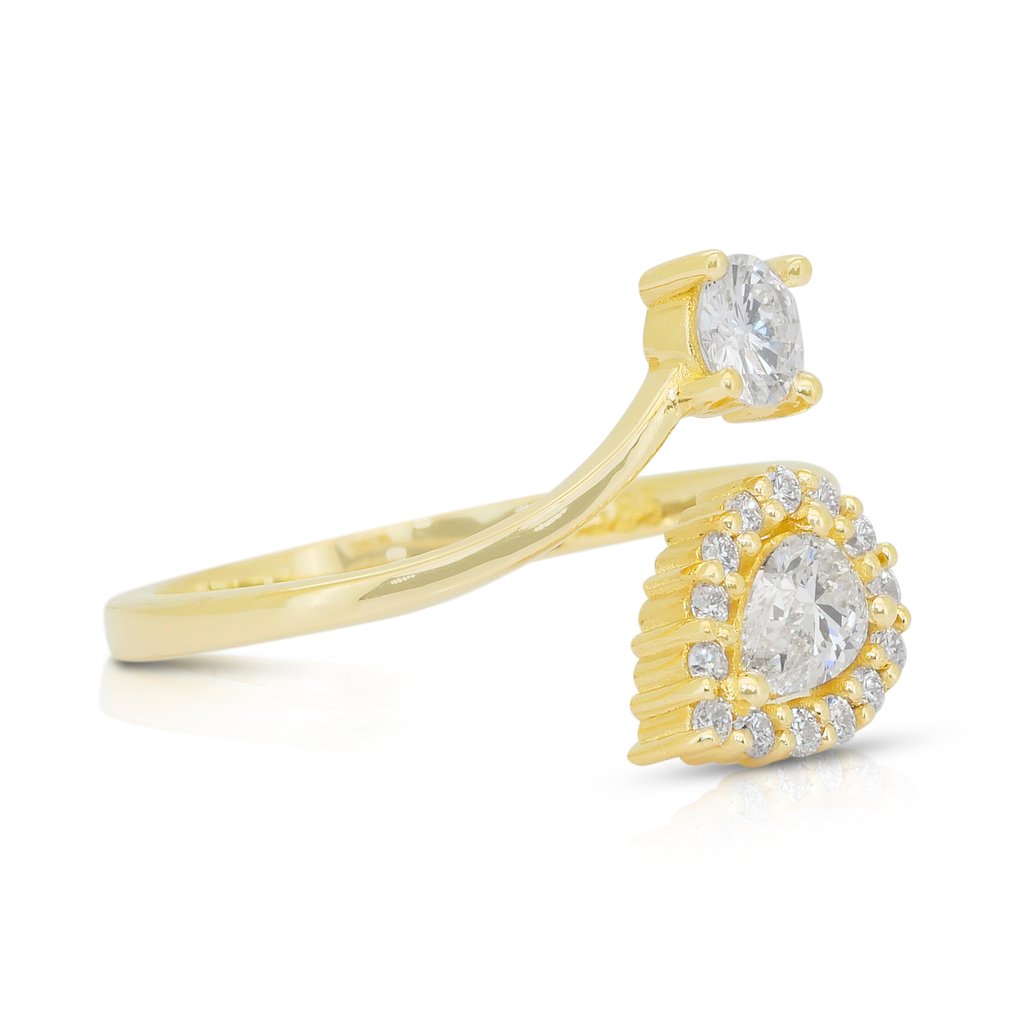 Nincs minimálár - Gyűrű - 14 kt. Sárga arany -  0.78ct. tw. Gyémánt (Természetes) - Gyémánt - Ragyogó gyűrű #2.1