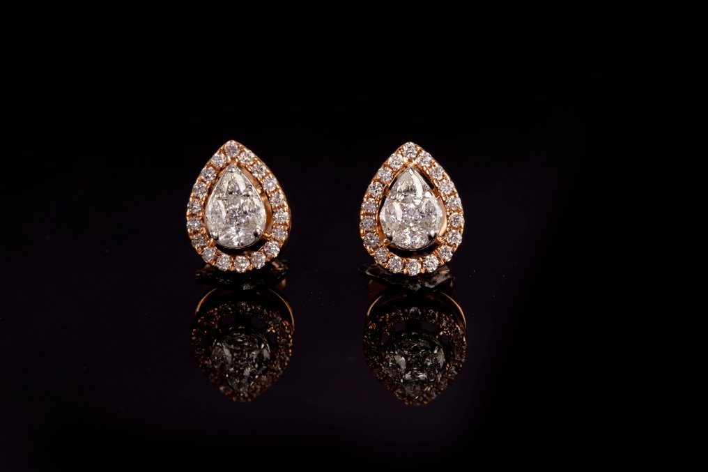 Korvakorut - 18 kt. Ruusukulta - 0.41ct. tw. Timantti (Luonnollinen) #1.0