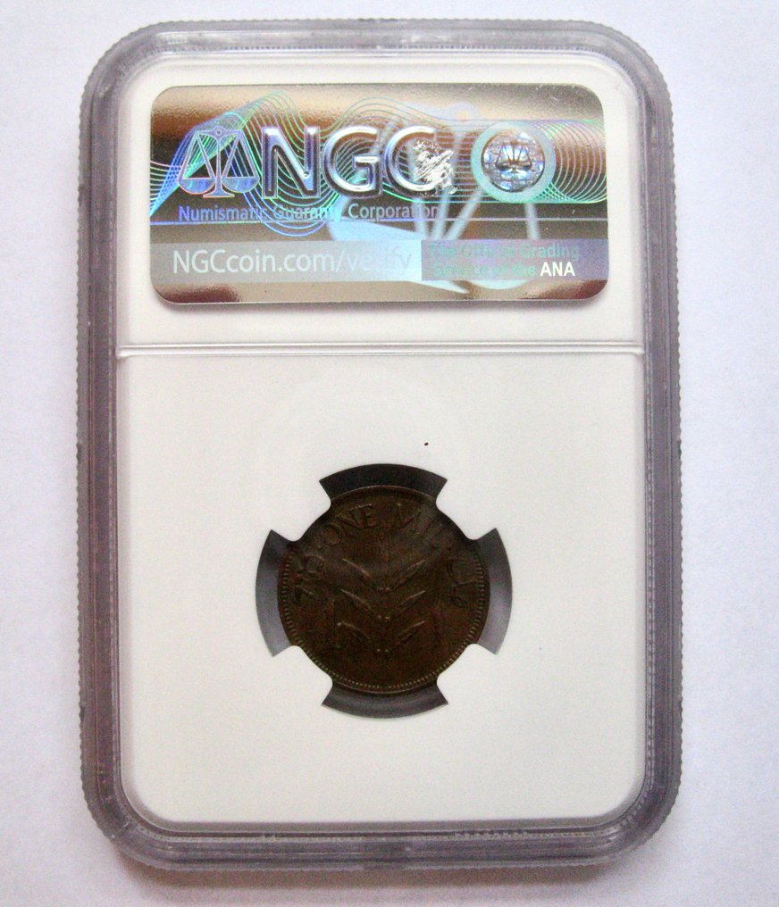 Παλαιστίνη. British Mandate. 1 Mil 1944 graded by NGC AU 58 BN  (χωρίς τιμή ασφαλείας) #4.3