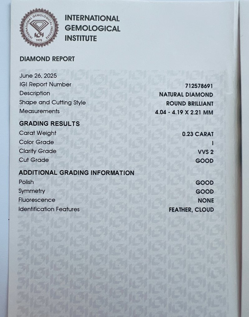 没有保留价 - 2 pcs 钻石  (天然)  - 0.50 ct - 圆形 - I, L - VS1 轻微内含一级, VVS2 极轻微内含二级 - 国际宝石研究院（IGI） - 一对 #1.0