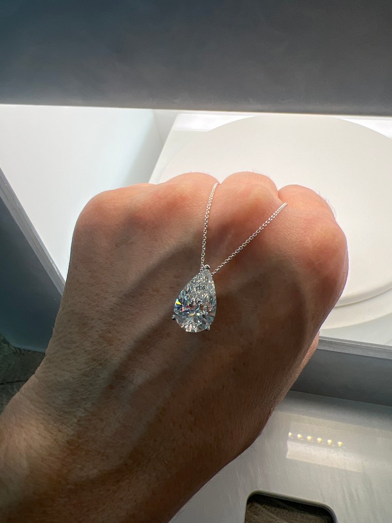 Sans prix de réserve - Collier - 14 carats Or blanc -  5.06ct. tw. Diamant (Cultivé en laboratoire) #2.1