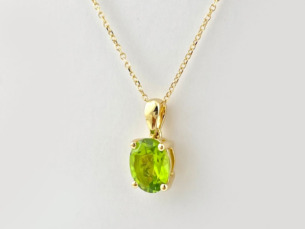 Collier avec pendentif - 14 carats Or jaune -  1.83ct. tw. Péridot #1.0