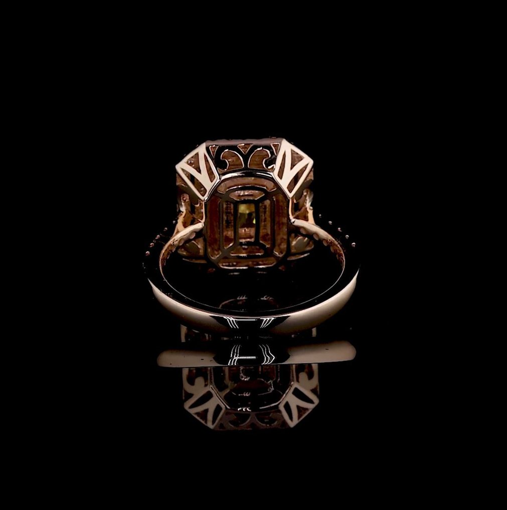 Ring - 14 karaat Roségoud - 3.76ct. tw. Geel Diamant (Fancy gekleurde, lab-grown diamant) - Diamant #3.2