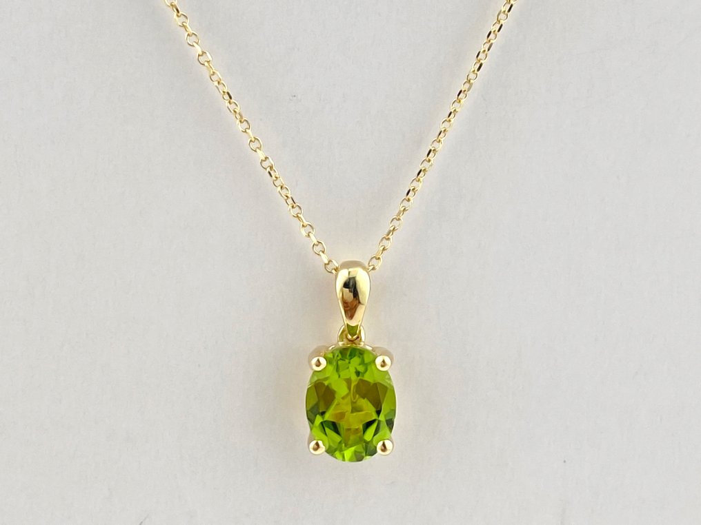 Collier avec pendentif - 14 carats Or jaune -  1.83ct. tw. Péridot #1.0