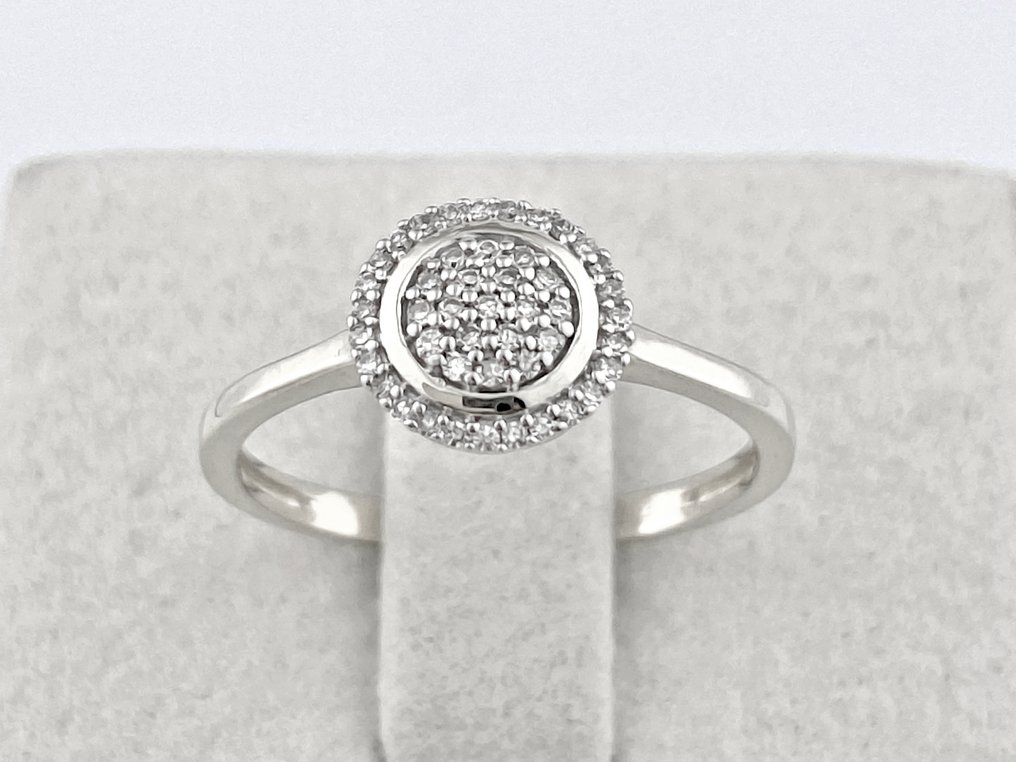 戒指 - 14K包金 白金 -  0.12ct. tw. 钻石 (天然)  #1.0