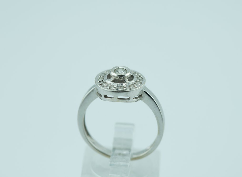 戒指 - 18K包金 白金 钻石 (天然) #3.2