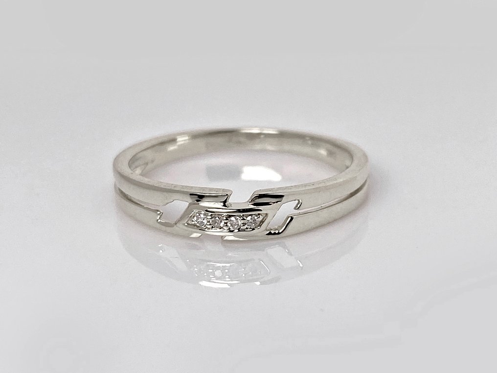 χωρίς τιμή ασφαλείας - Δαχτυλίδι - 14 καράτια Λευκός χρυσός -  0.02ct. tw. Διαμάντι (Φυσικό)  #1.0