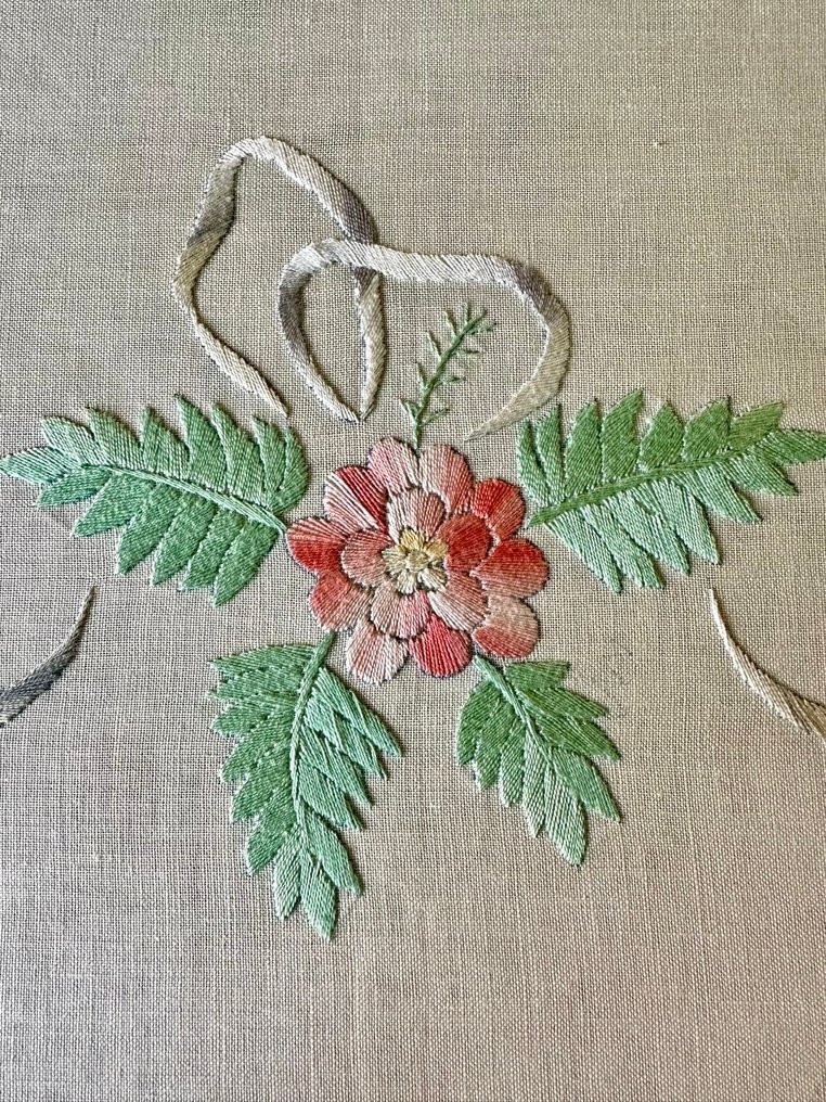 Toalha de linho puro para convidados doces, 24 guardanapos, bordados à mão. - Toalha de mesa  - 265 cm - 160 cm #3.2