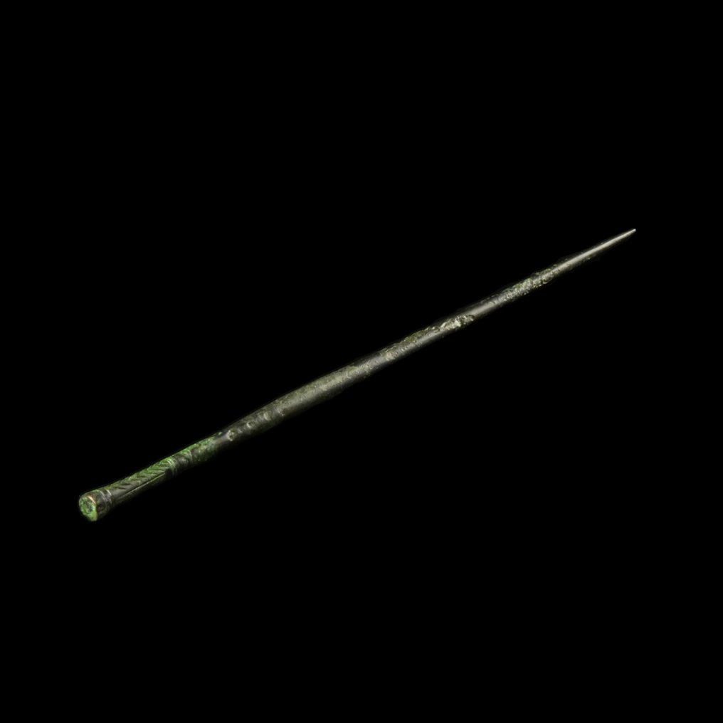 Ancient Roman Bronze Hairpin, with Palm Leaf decorations - Acus Crinalis (No reserve price) #1.0