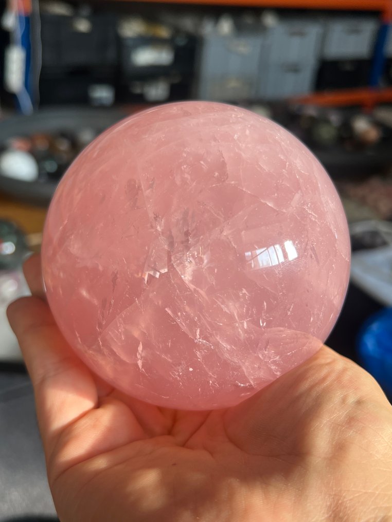 优质玫瑰石英球——爱与和谐的象征 Ø 103毫米- 1638 g - (1) #4.3