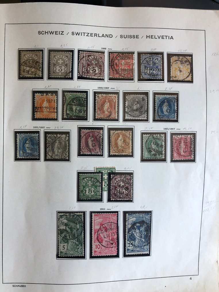Switzerland 1854/1981 - Stamped collection from the Classic period with many better values and issues, starting with - sitzende Helvetia, Flugpost, Blocks ab 1936, Block 5 (Bundesfeier 1940) mit Attest Liniger #3.2