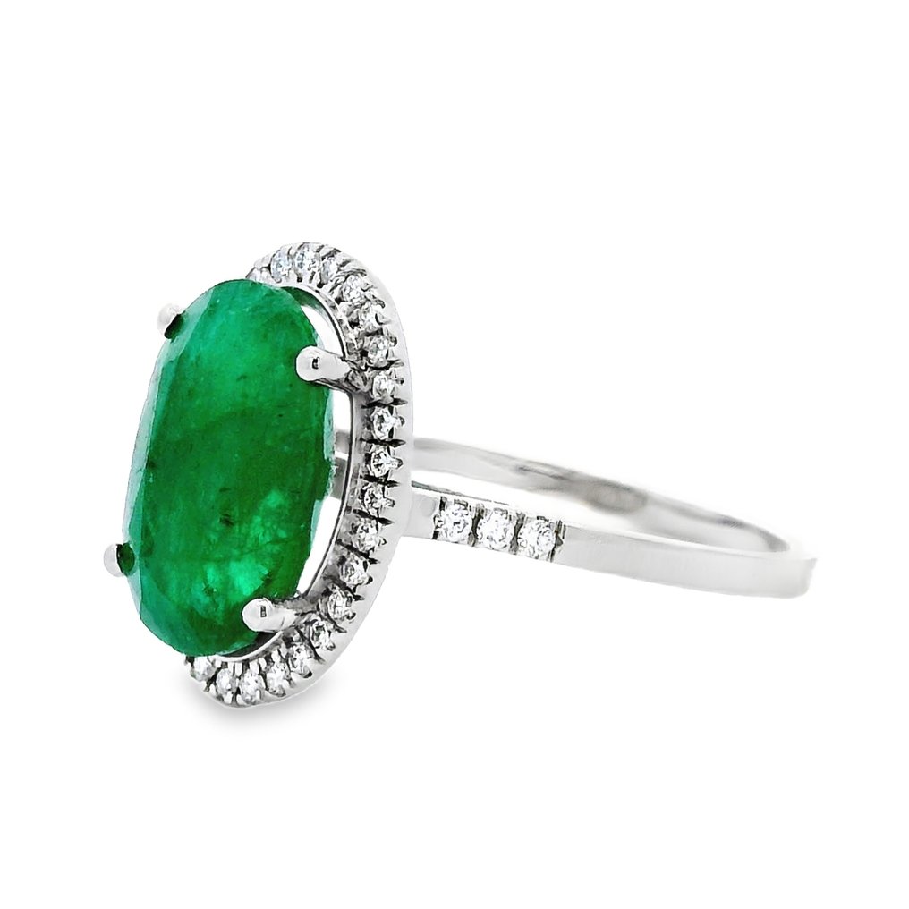 Ring Platinum -  3.61ct. tw. Emerald - Diamond #3.2