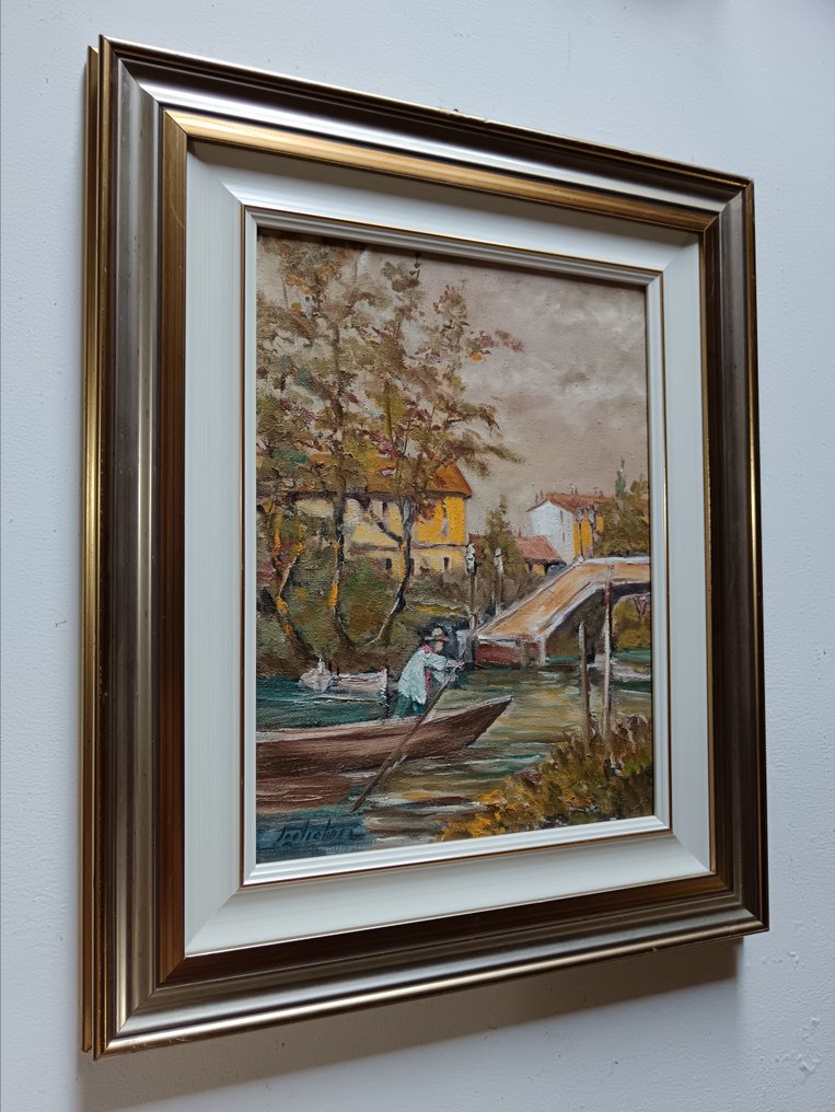 Carlo Tagliabue (1923-2009) - Paesaggio lacustre con figura #3.2